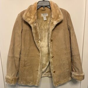 Alfani Outerwear Genuine Leather Fur Lined Coat